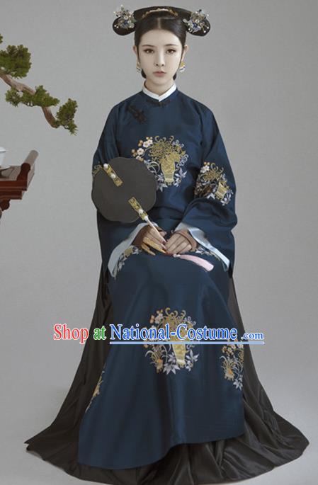 Chinese Ancient Court Empress Hanfu Dress Traditional Qing Dynasty Manchu Queen Historical Costume for Women