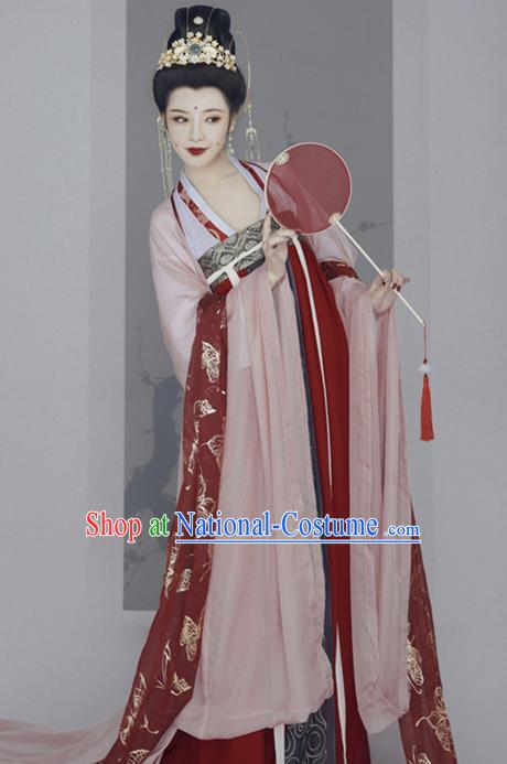 Chinese Ancient Court Concubine Hanfu Dress Traditional Tang Dynasty Palace Lady Historical Costume for Women