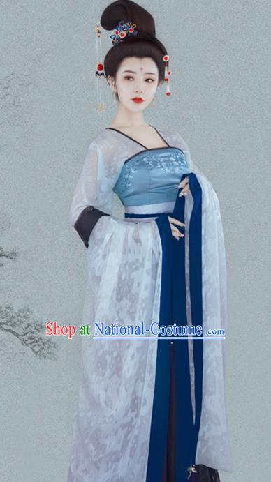 Chinese Ancient Peri Goddess Hanfu Dress Traditional Tang Dynasty Imperial Consort Historical Costume for Women