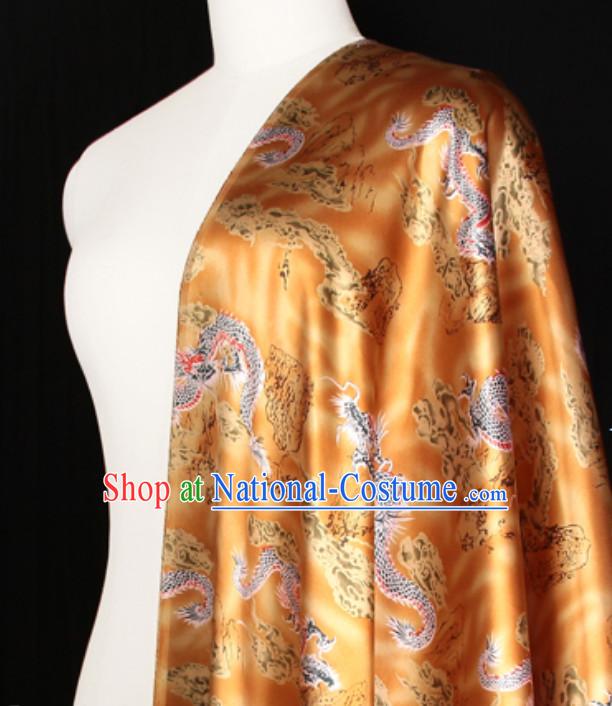 Classical 100% Pure Silk Round Dragon Pattern Fabric Chinese Royal Silk Fabrics