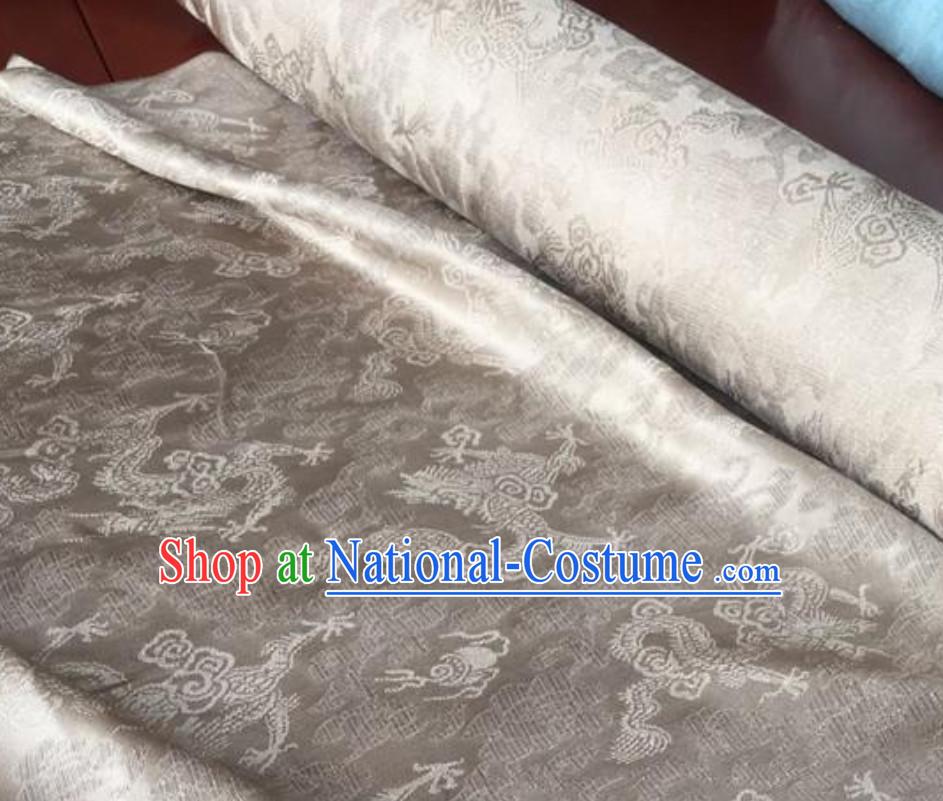 Silver Classic Royal 100% Pure Silk Round Dragon Pattern Fabric Chinese Traditional Silk Fabrics