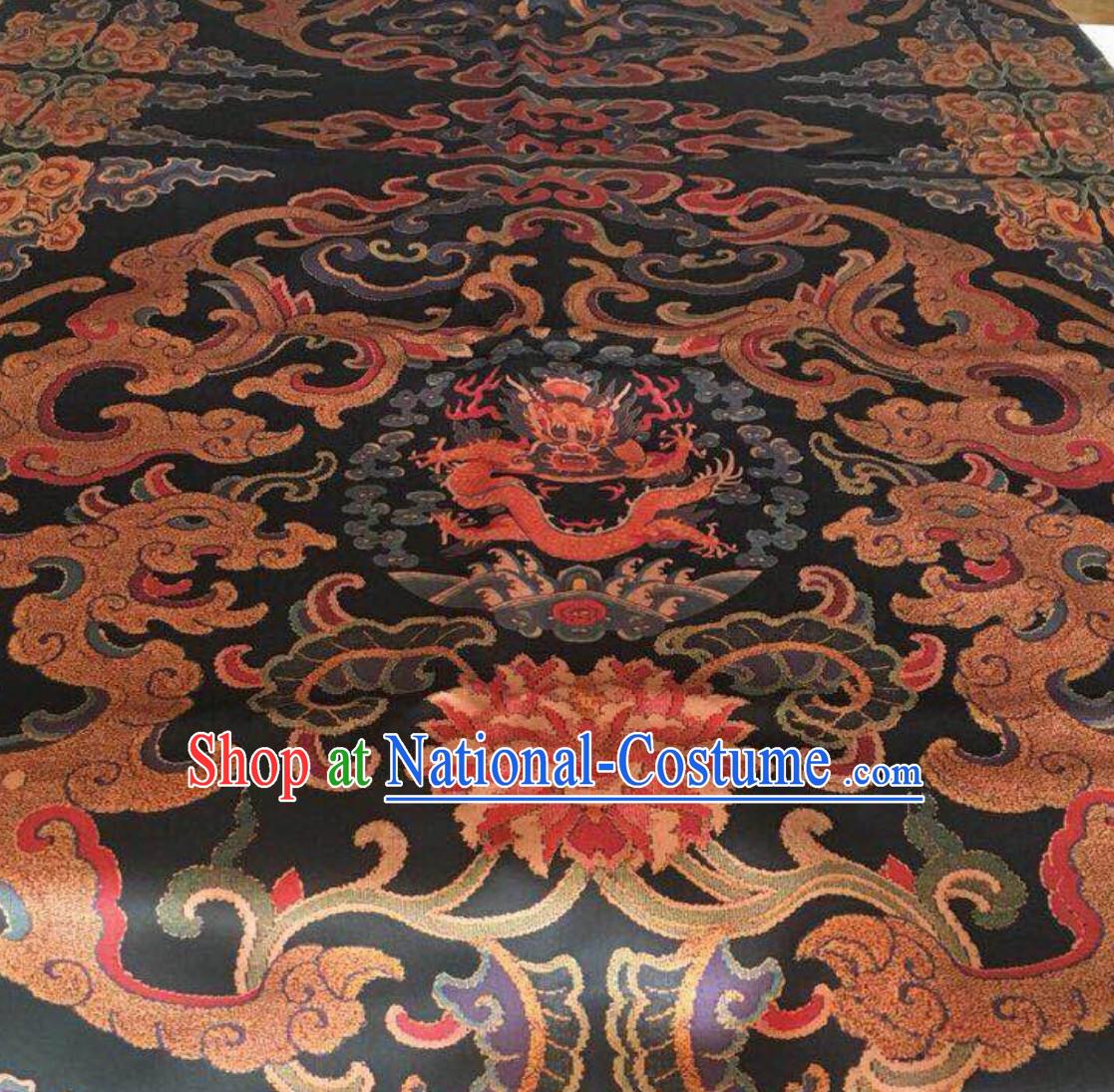 Empress Classic Royal 100% Pure Silk Round Dragon Pattern Fabric Chinese Traditional Silk Fabrics