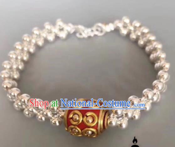 Chinese Traditional Mongol Nationality Bangle Mongolian Ethnic Sliver Bracelet Accessories for Women