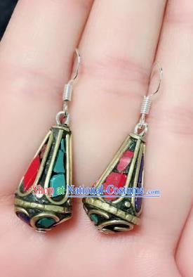 Chinese Traditional Mongol Nationality Earrings Mongolian Ethnic Ear Accessories for Women