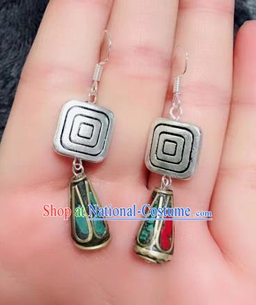 Chinese Traditional Ethnic Mongol Nationality Earrings Mongolian Ear Accessories for Women