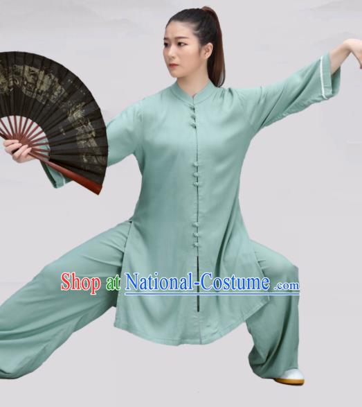 Chinese Traditional Martial Arts Green Costume Tai Ji Kung Fu Clothing for Women