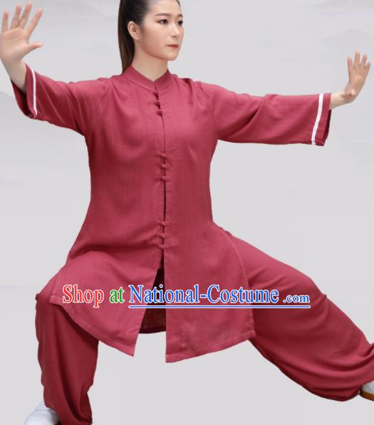 Chinese Traditional Martial Arts Red Costume Tai Ji Kung Fu Clothing for Women