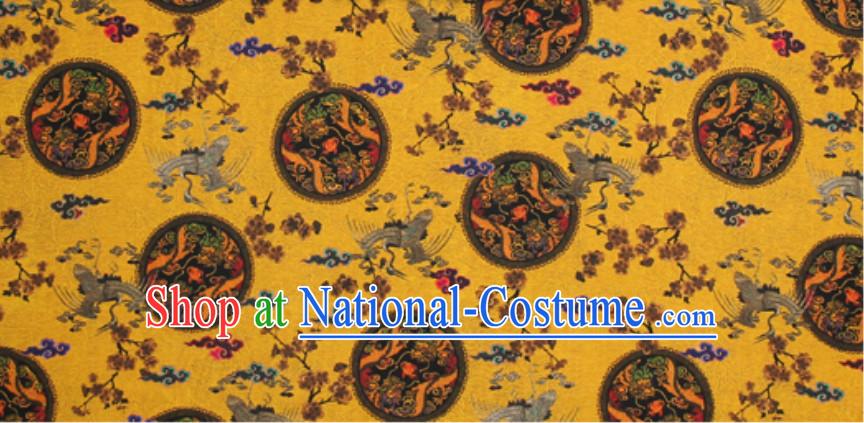 Ancient Palace Style 100% Pure Silk Round Dragon Pattern Fabric Chinese Royal Silk Fabrics