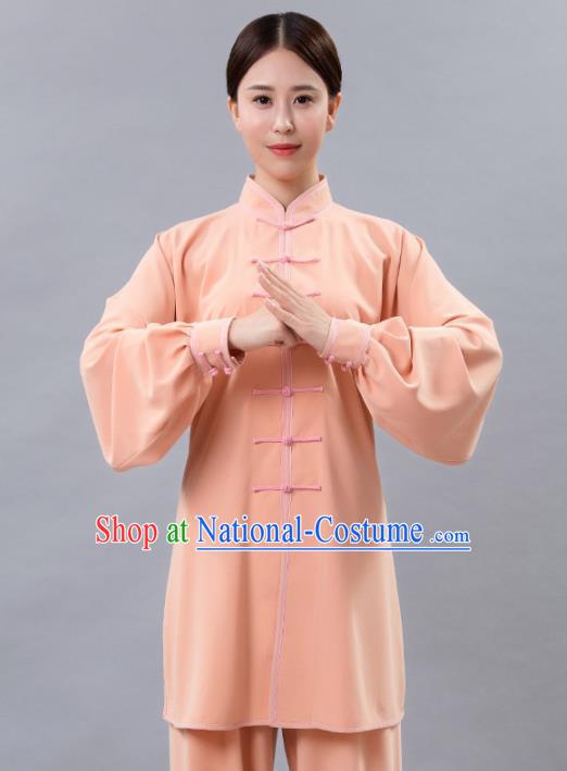 Traditional Chinese Martial Arts Orange Costume Tai Ji Kung Fu Competition Clothing for Women