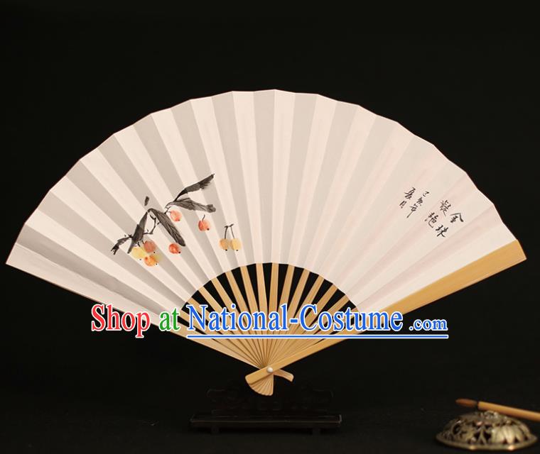 Chinese Traditional Ink Painting Hawthorn Paper Folding Fans Classical Accordion Handmade Fans for Women