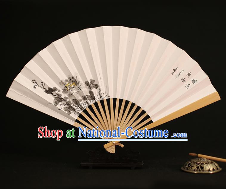 Chinese Traditional Ink Painting Peony Paper Folding Fans Classical Accordion Handmade Fans for Women