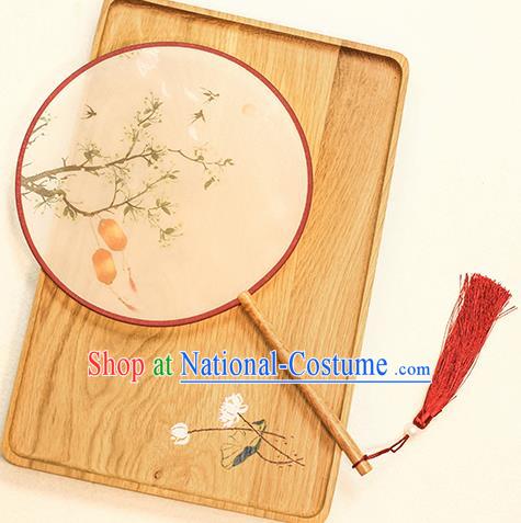 Chinese Traditional Printing Lantern Dance Silk Round Fans Handmade Classical Palace Fans for Women