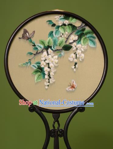 Chinese Traditional Handmade Embroidered Flos Sophorae Silk Round Fans Classical Palace Fans for Women