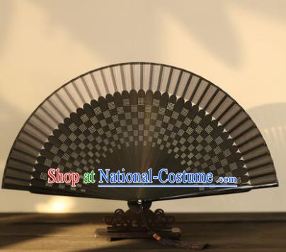 Chinese Traditional Handmade Black Fans Classical Folding Fans for Women