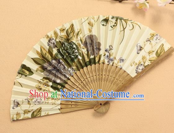 Chinese Traditional Folding Fans Classical Printing Peony Accordion Silk Fans for Women