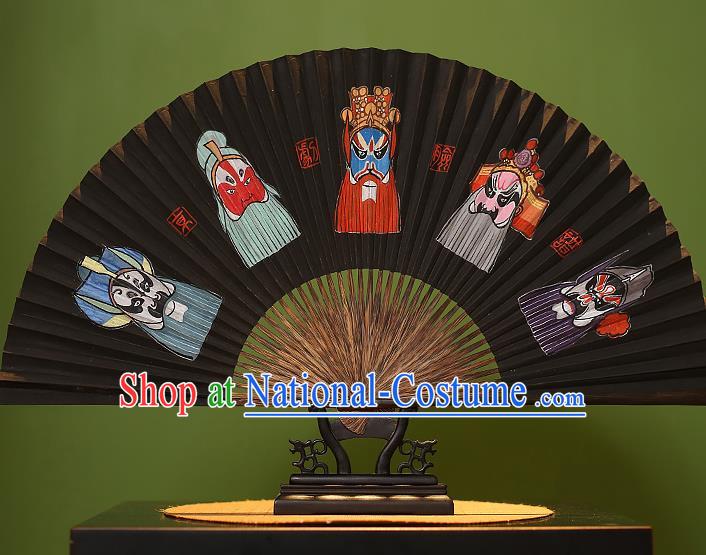 Chinese Traditional Handmade Bamboo Fans Classical Printing Beijing Opera Masks Folding Fans for Men