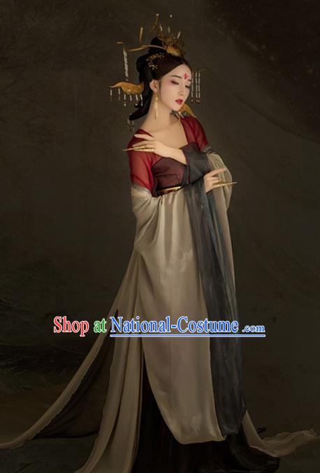 Chinese Ancient Court Queen Hanfu Dress Tang Dynasty Imperial Empress Historical Costume for Women