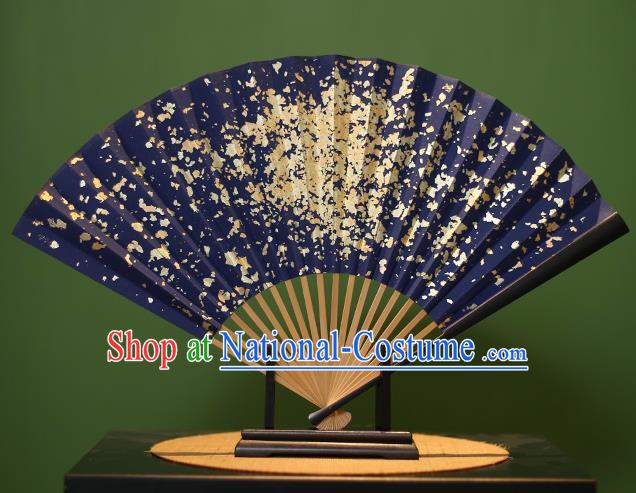 Chinese Traditional Handmade Golden Paillette Xuan Paper Fans Classical Folding Fans for Men