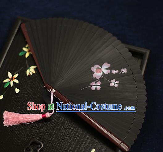 Chinese Handmade Printing Flowers Bamboo Fans Classical Accordion Traditional Folding Fans for Women