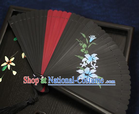 Chinese Handmade Printing Flowers Bamboo Fans Classical Accordion Traditional Folding Fans for Women