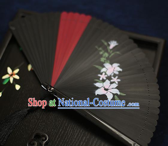 Chinese Handmade Printing Pink Flowers Bamboo Fans Classical Accordion Traditional Folding Fans for Women