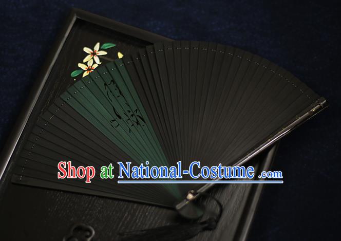 Chinese Handmade Carving Wolf Bamboo Fans Classical Accordion Traditional Folding Fans for Women