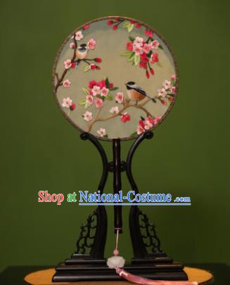 Handmade Chinese Traditional Double Side Silk Round Fan Classical Embroidered Palace Fans for Women