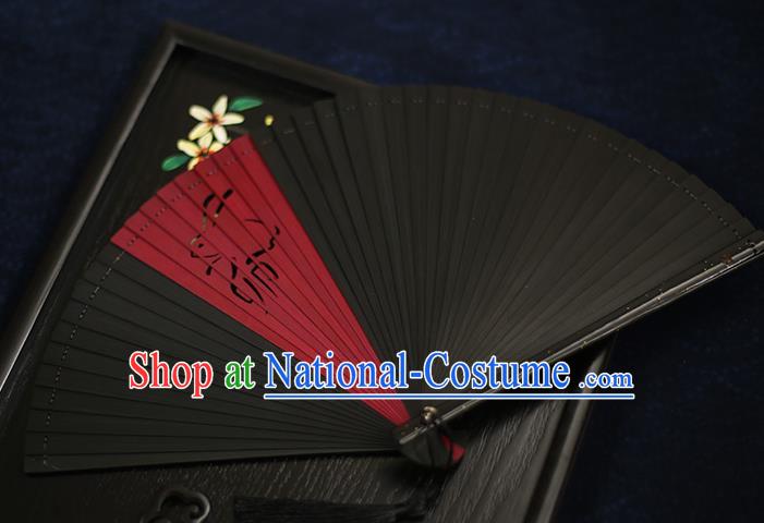 Chinese Handmade Carving Zodiac Rabbit Bamboo Fans Classical Accordion Traditional Folding Fans for Women