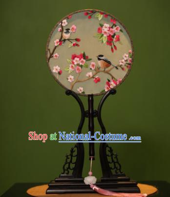 Handmade Chinese Double Side Silk Embroidered Round Fan Traditional Classical Palace Fans for Women