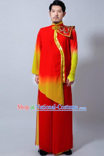 Chinese Folk Dance Drum Dance Red Costume Classical Dance Clothing for Men