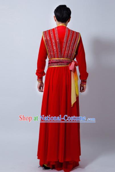 Chinese Folk Dance Drum Dance Yanko Dance Red Costume Classical Dance Clothing for Men