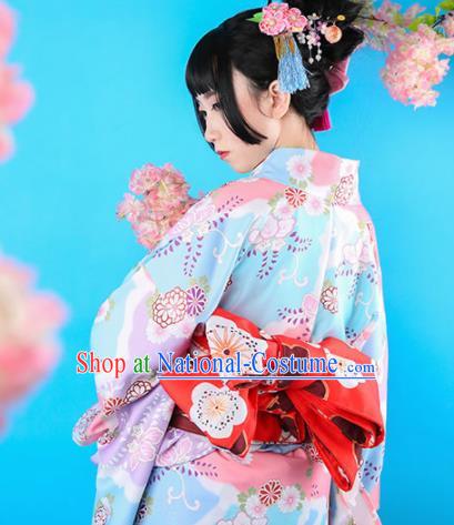 Japanese Traditional Handmade Light Purple Kimono Dress Asian Japan Geisha Yukata Costume for Women