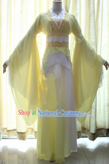 Chinese Traditional Cosplay Princess Costume Ancient Swordswoman Yellow Hanfu Dress for Women