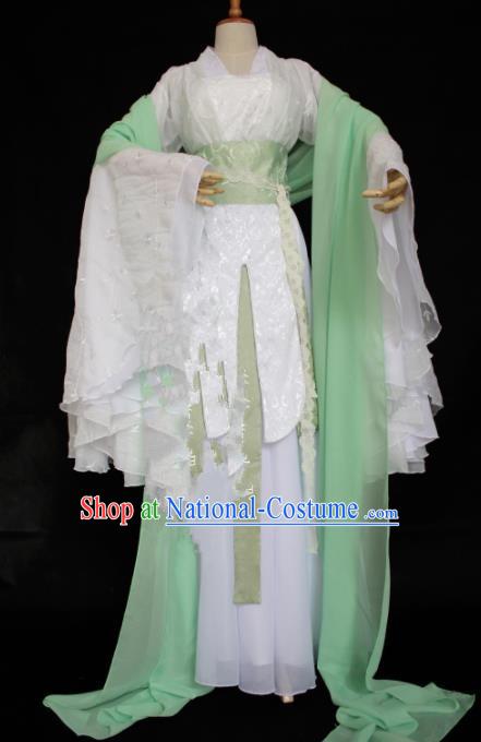 Chinese Traditional Cosplay Princess Costume Ancient Swordswoman White Hanfu Dress for Women