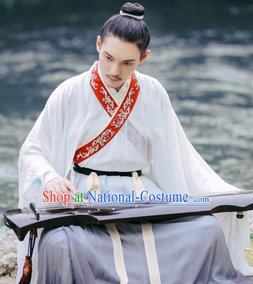 Chinese Ancient Nobility Childe Embroidered Hanfu Clothing Jin Dynasty Scholar Historical Costume for Men