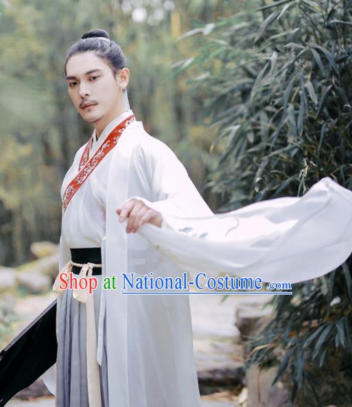 Chinese Ancient Nobility Childe Embroidered Hanfu Clothing Jin Dynasty Scholar Historical Costume for Men