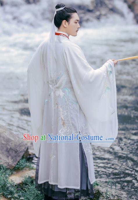 Chinese Ancient Nobility Childe Embroidered Hanfu Clothing Jin Dynasty Scholar Historical Costume for Men