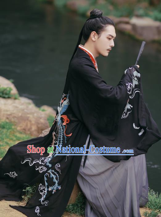 Chinese Ancient Prince Nobility Childe Embroidered Hanfu Clothing Jin Dynasty Swordsman Historical Costume for Men