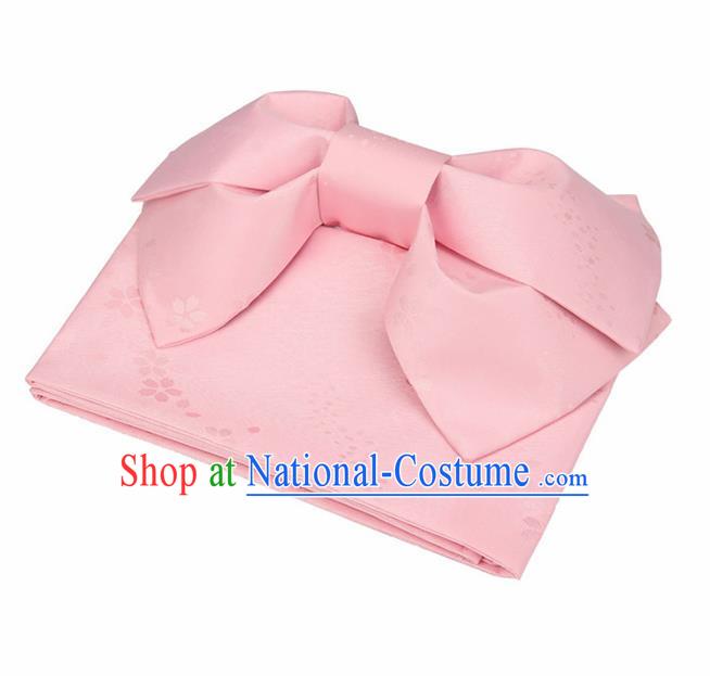 Japanese Traditional Kimono Pink Brocade Bowknot Belts Asian Handmade Japan Geisha Yukata Waistband for Women