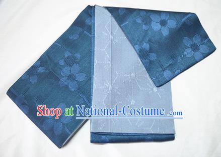 Japanese Traditional Kimono Blue Brocade Belts Asian Handmade Japan Geisha Yukata Waistband for Women