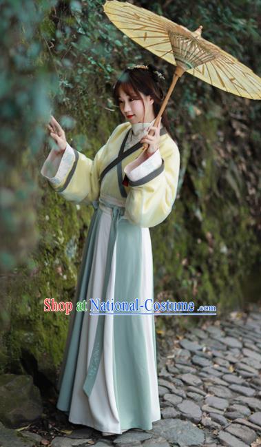 Chinese Ancient Han Dynasty Embroidered Historical Costume Traditional Young Lady Hanfu Dress for Women