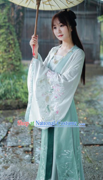 Chinese Tang Dynasty Princess Historical Costume Traditional Ancient Embroidered Hanfu Dress for Women