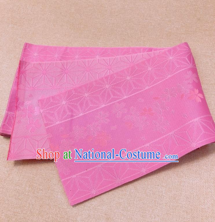 Japanese Traditional Sakura Pattern Rosy Brocade Yukata Waistband Asian Japan Handmade Kimono Belts for Women