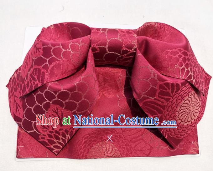 Japanese Traditional Red Bowknot Yukata Waistband Asian Japan Handmade Kimono Belts for Women