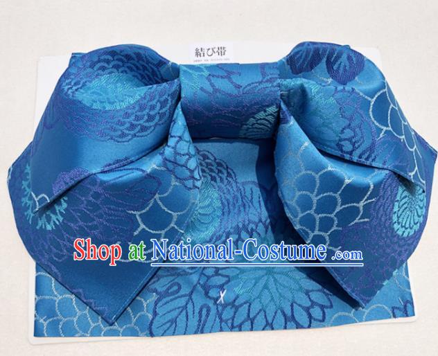 Japanese Traditional Blue Bowknot Yukata Waistband Asian Japan Handmade Kimono Belts for Women