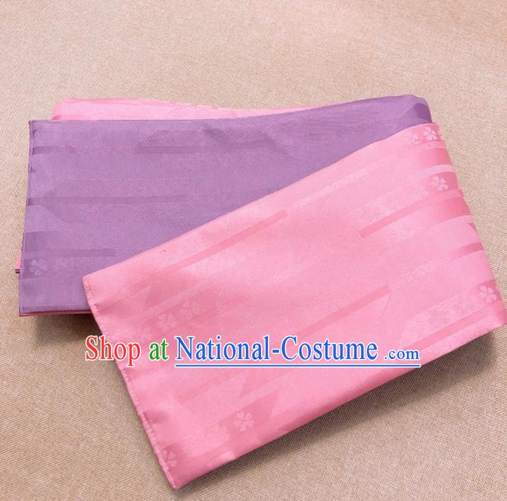 Japanese Traditional Pattern Pink and Purple Brocade Yukata Waistband Asian Japan Handmade Kimono Belts for Women