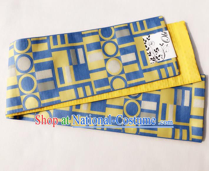 Japanese Traditional Double Side Yellow Yukata Waistband Asian Japan Handmade Kimono Belts for Women