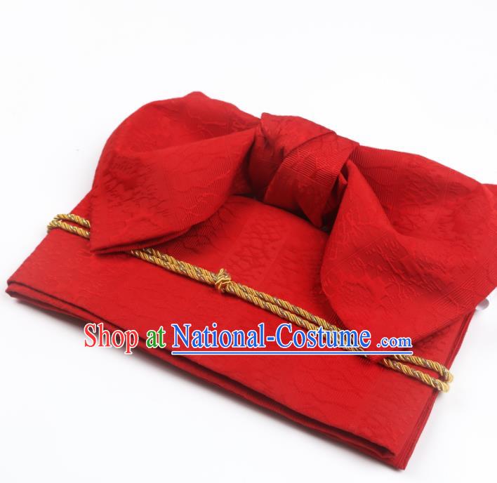 Japanese Traditional Red Bowknot Yukata Waistband Asian Japan Handmade Kimono Belts for Women