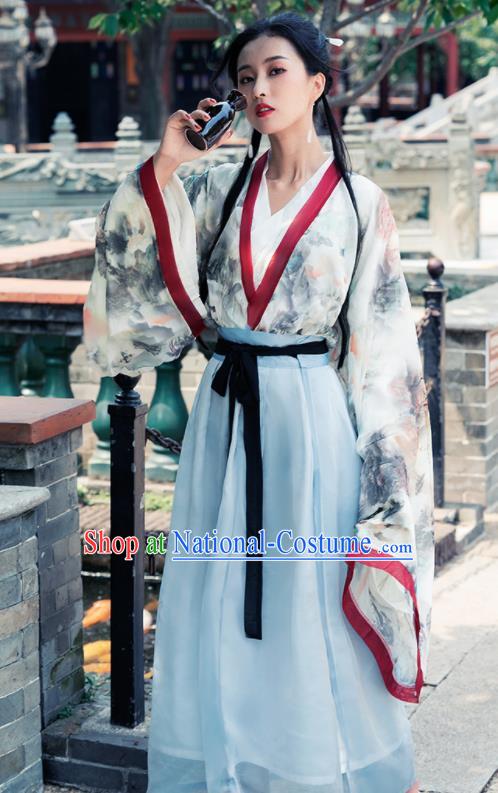 Ancient Chinese Jin Dynasty Historical Costume Traditional Court Princess Hanfu Dress for Women