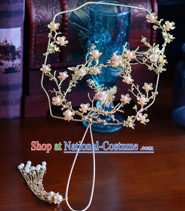 Traditional Chinese Ancient Crane Palace Fans Handmade Wedding Accessories Fans for Women